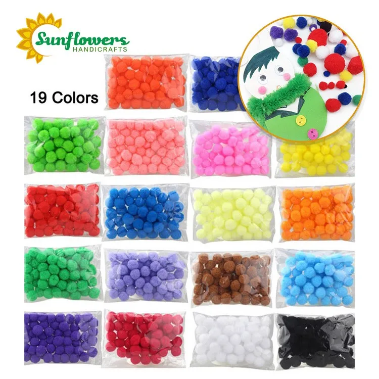 Multicolor fuzzy bulk pom poms for school handwork