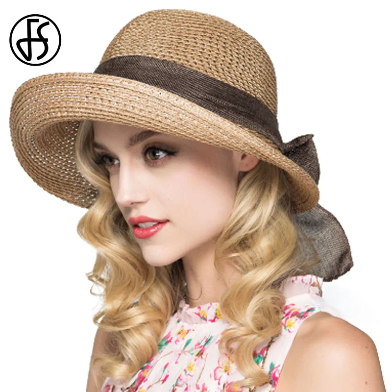 Summer Vacation Beach Style Femme Ladies Wholesale Sun Hats Big Wide Brim Foldable Straw Sunbonnet Floppy Cloche Hat For Women