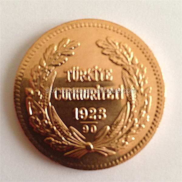 1 oz Turkey Kurush Ataturk Replicas tungsten gold coin banknotes With Thick Gold Plating