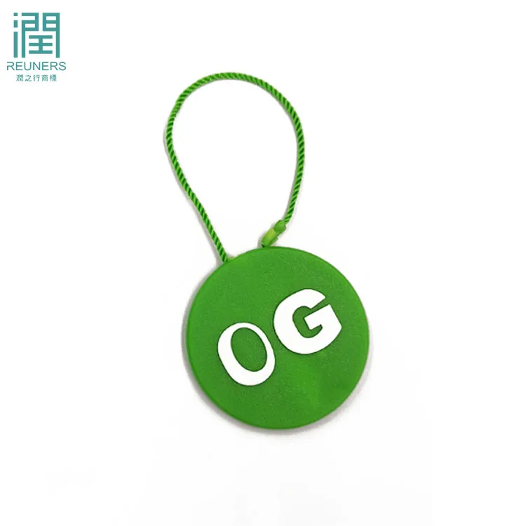 Custom brand colorful lock seal hang tag plastic string tag for garment