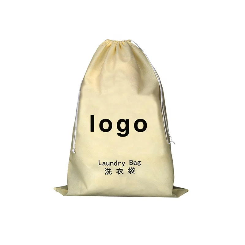 Custom Wholesale Disposable Reusable Promotional Non Woven mesh Hotel Drawstring Laundry Bag  Logo