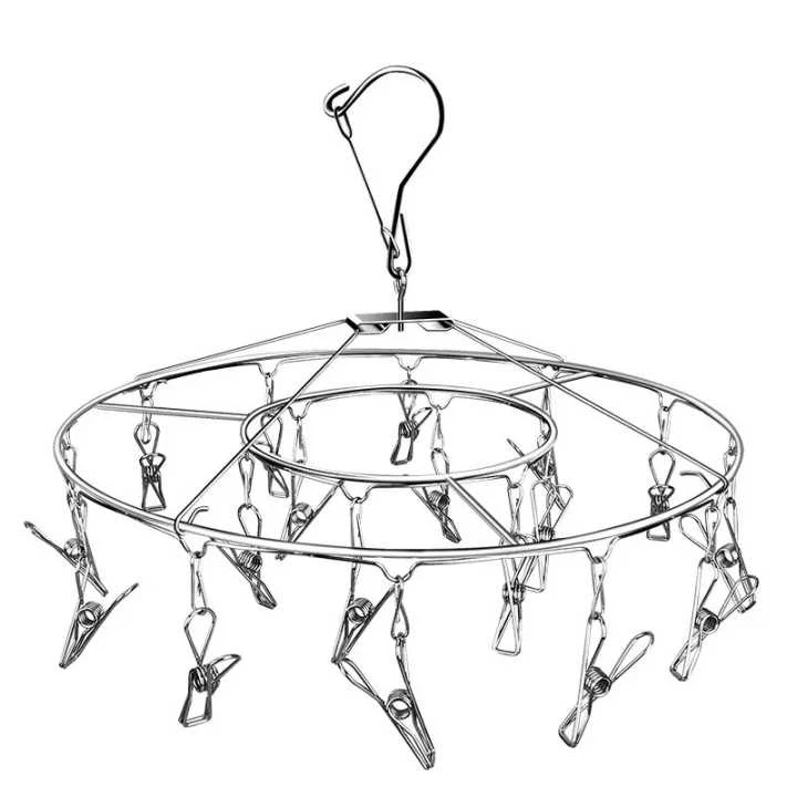 Металлические прищепки с 30 зажимами, вешалка для сушки шляп, подвесная вешалка для носков, бюстгальтеров, вращающаяся вешалка для одежды