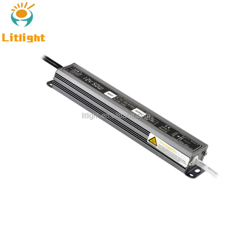 20W 30W 40W 100W waterproof IP67 high power factor constant voltage aluminum 50W Power Supply LED Driver DC12V/24V