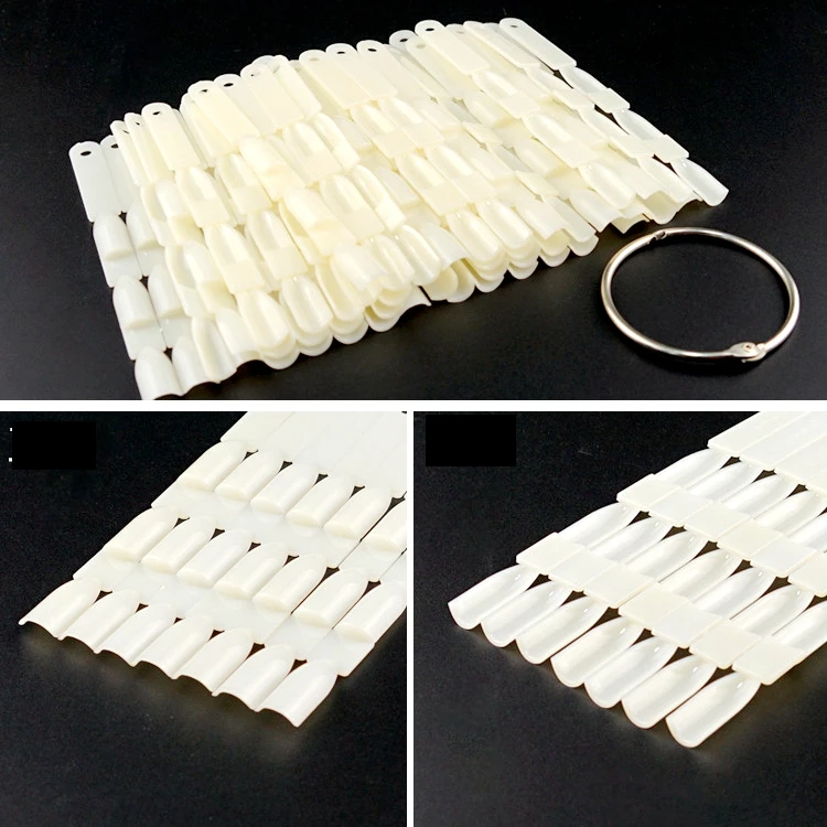 150 Tips 3 Knots Nail Art Display Natural Chart Color Sample Practice Fan Nail Polish Display with Ring Nail Tools