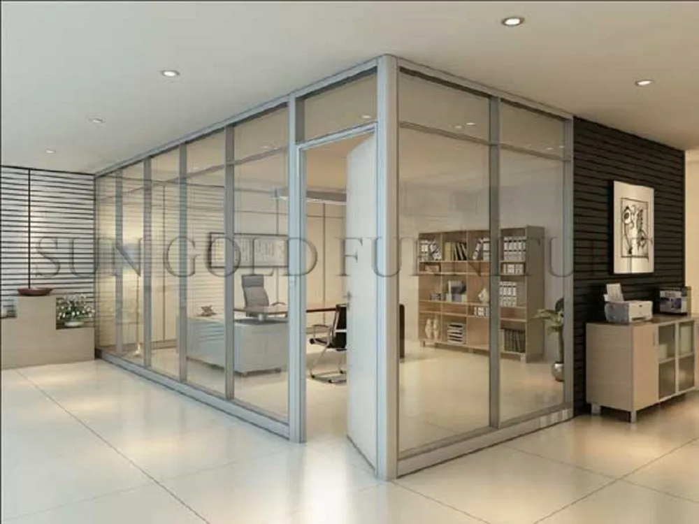 Aluminum Frame tempered glass wall room divide office partition wall