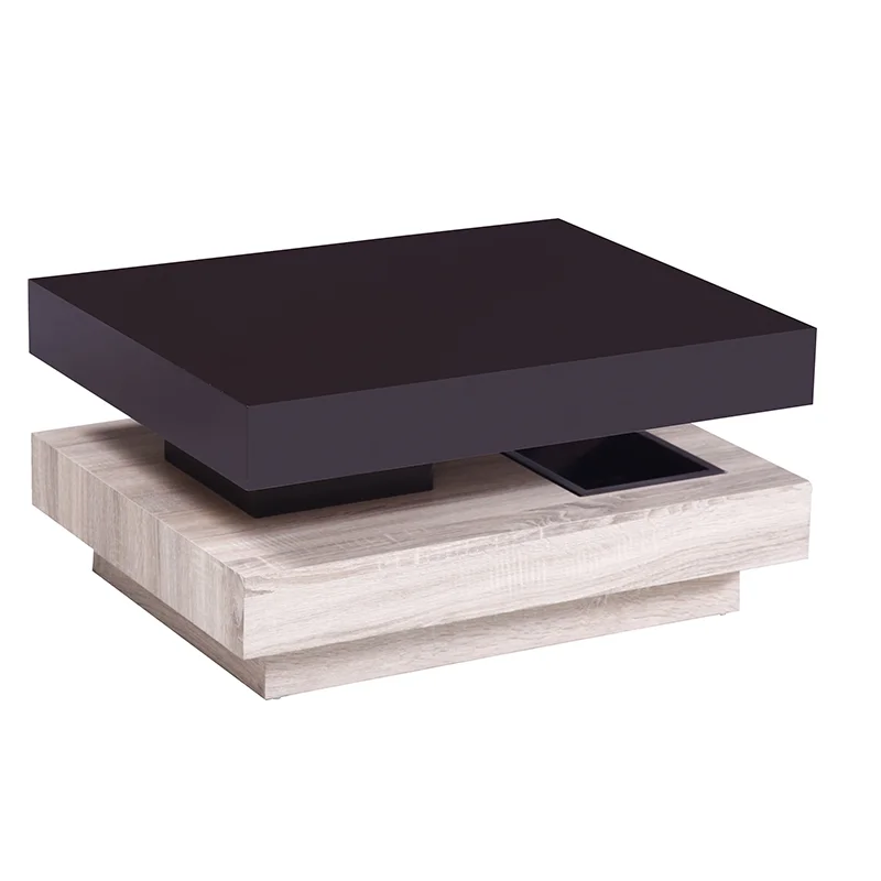 
Low square wood color swivel centre table coffee table 
