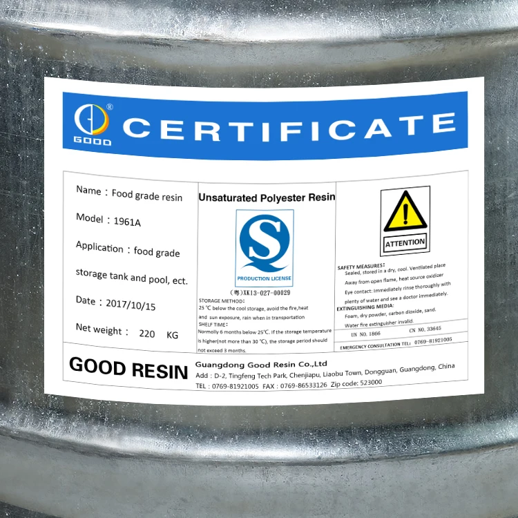 
Unsaturated polyester resin for food grade liquid unsaturated resin manufacturer use for tanks and pipes 