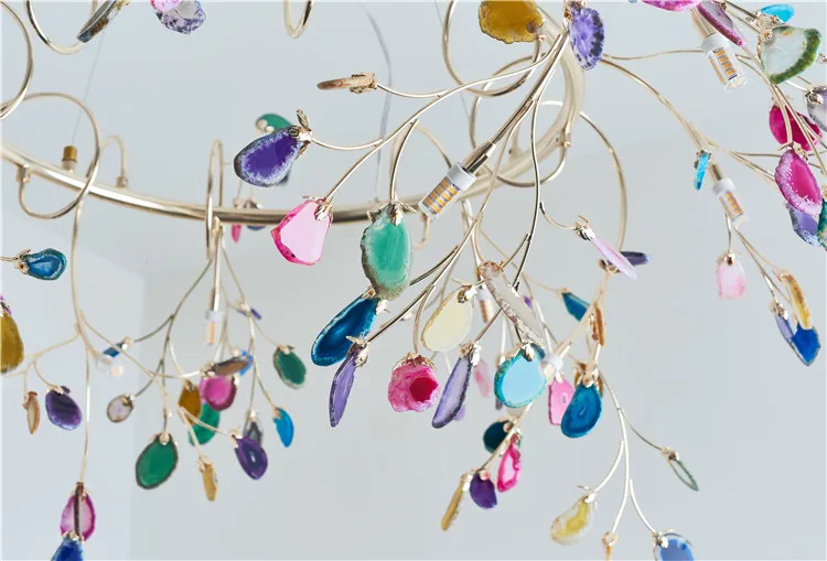 
New style Industrial fancy custom colorful agate home loft Chandelier ceiling pendant lights 