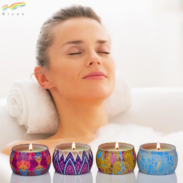 High Quality Smoke Free Natural Soy Wax Luxury Gift Box Scented Candle Set of 4 Help Fall Asleep