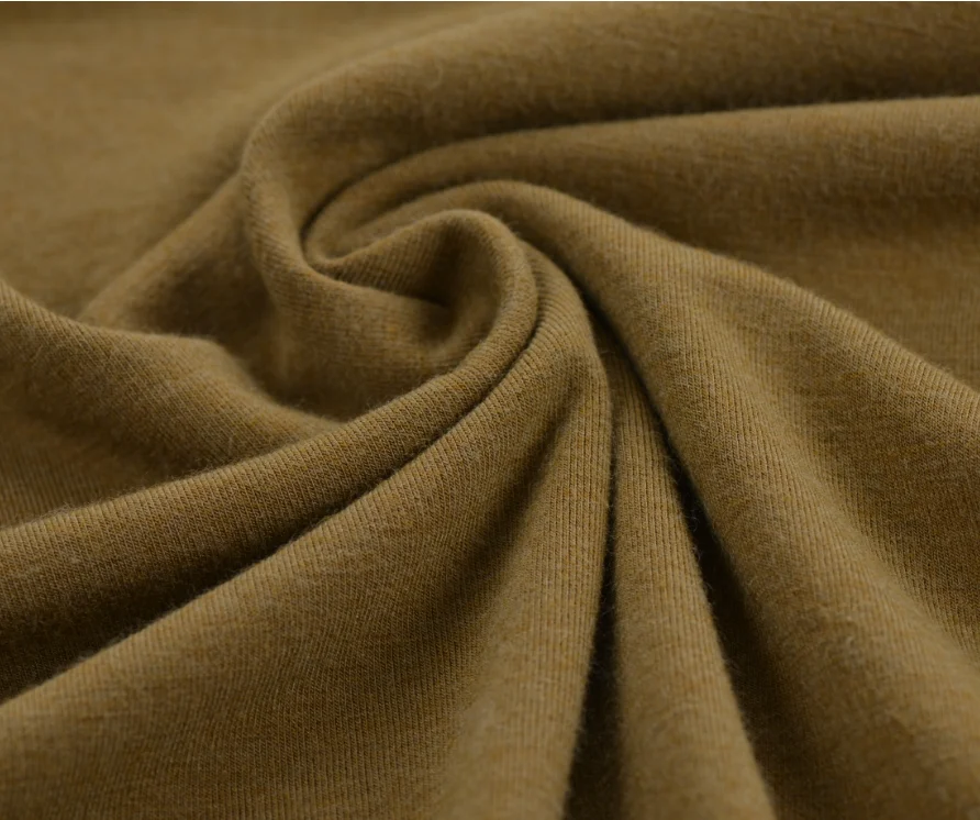 60% modacrylic/35% FR lenzing/5% spandex fire resistant single jersey fabric in khaki colour 300gsm
