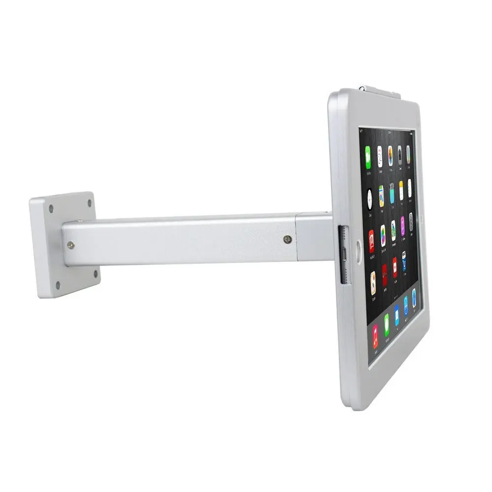 Lockable anti-theft tablet wall mounting bracket black silver desk/wall mount tablet enclosure security stand for ipad