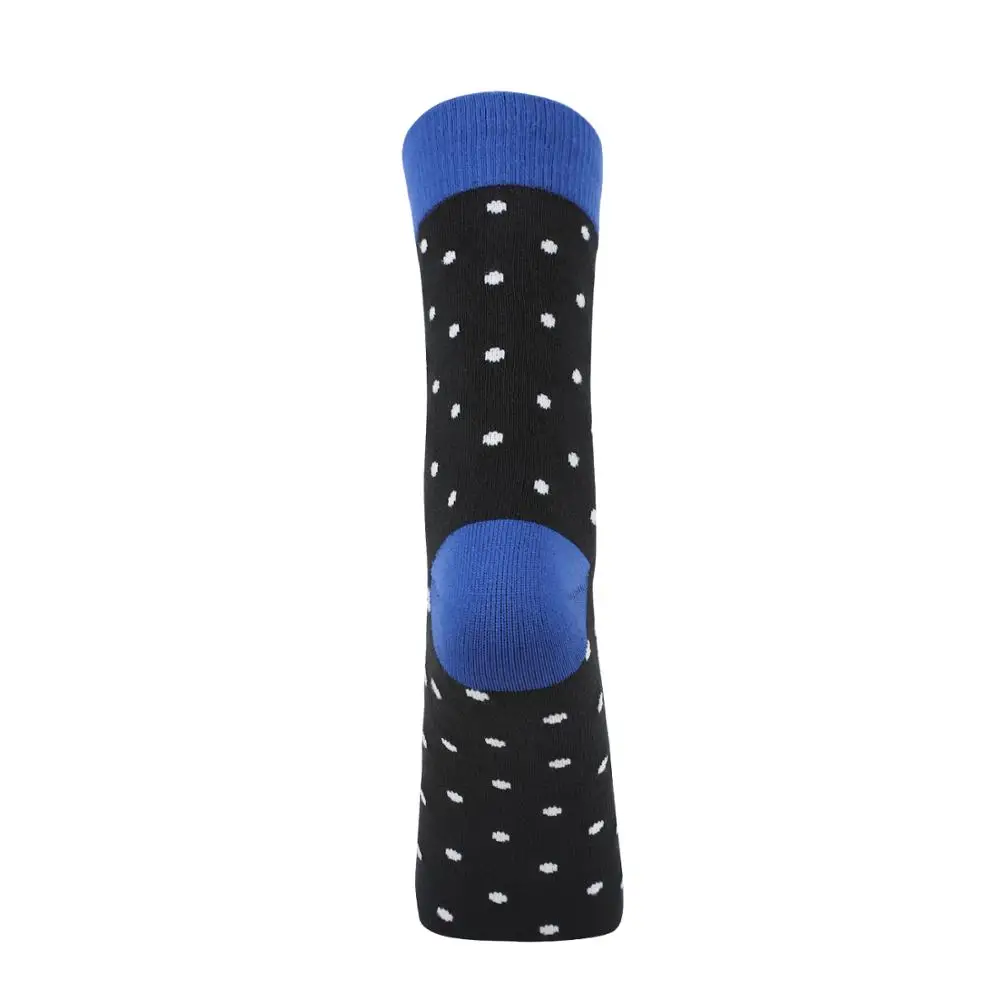 Wholesale thin breathable mens navy polka dots happy dress socks