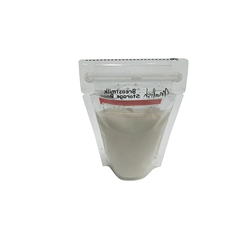 
Custom printed clear transparent double zipper leaknessproof stand up liquid packaging bag bpa free breast milk storage bags 