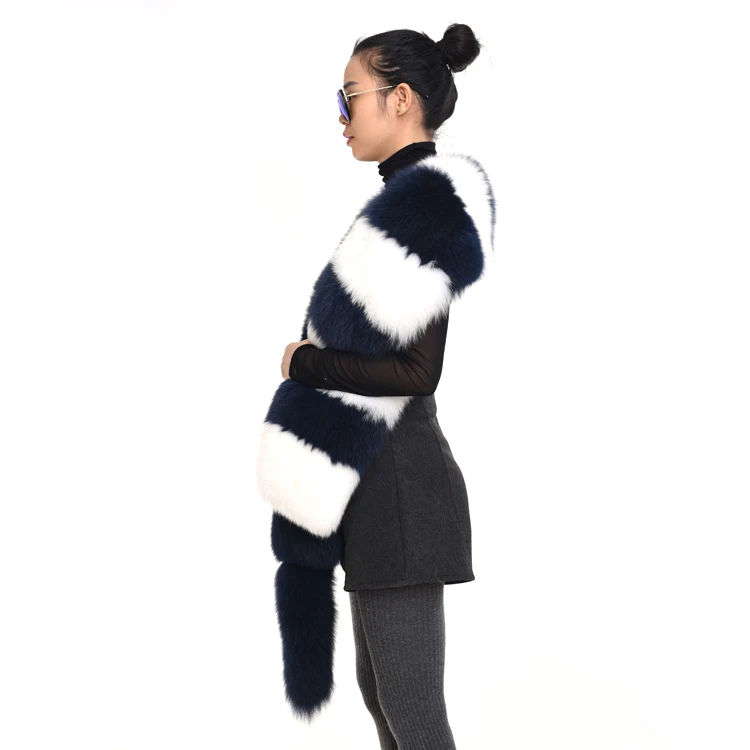 Big Size long fur scarf Genuine Fox Fur Scarf Long Fox Fur Scarf