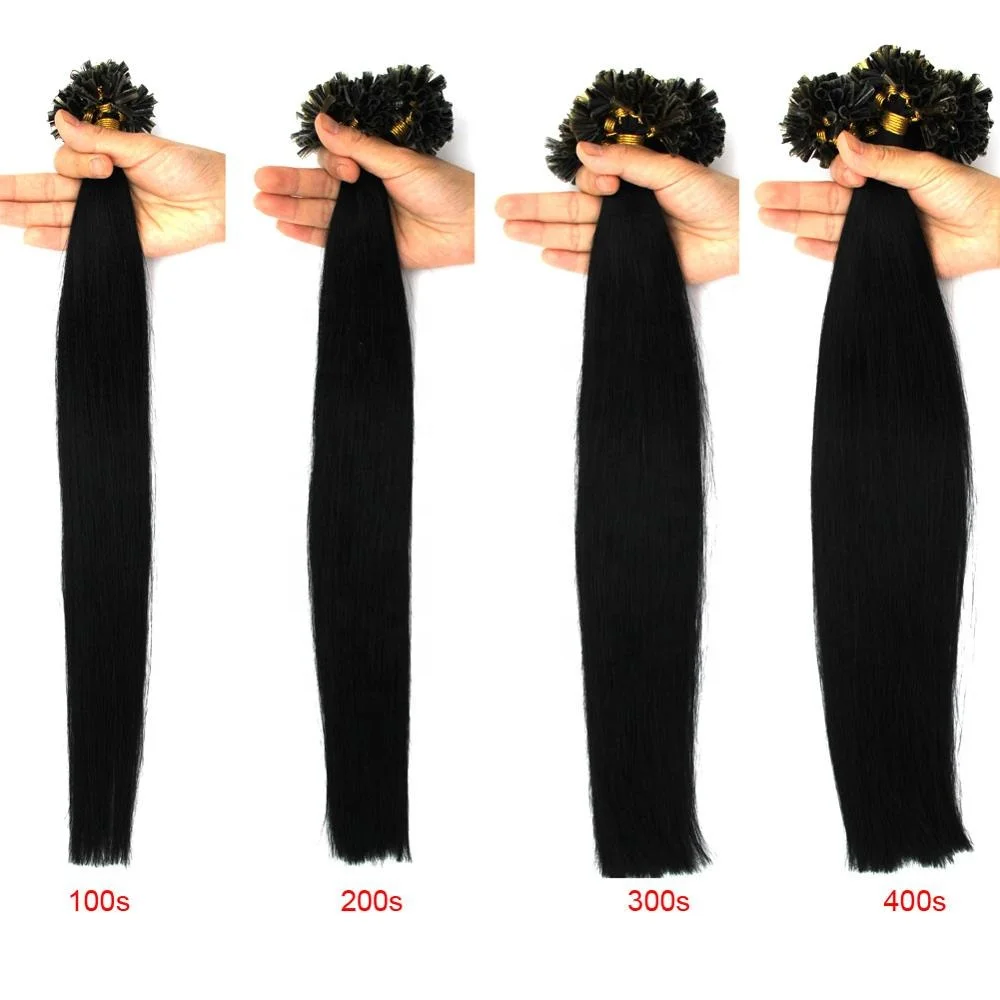 Оптовая продажа, Кератиновый U-образный кончик для наращивания человеческих волос Remy, прямые волосы 100s 16-26 дюймов, предварительно скрепленные человеческие волосы для наращивания