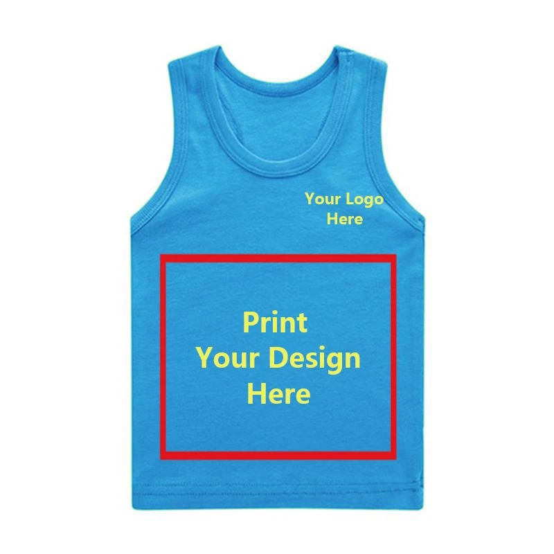 
Make Your Design Custom Tank Top for Girls Boys,100% Cotton Child Vest Custom Printing 
