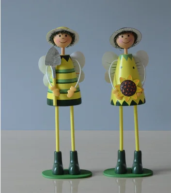 Sunflower a family of four Creative Home Furnishing ornaments wooden doll