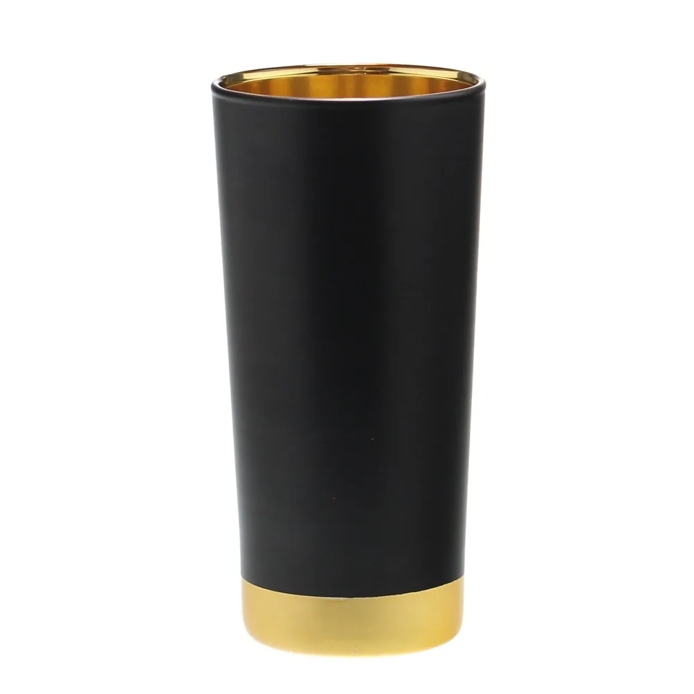 SXGC Polished Black glass tumbler With Gold Rim