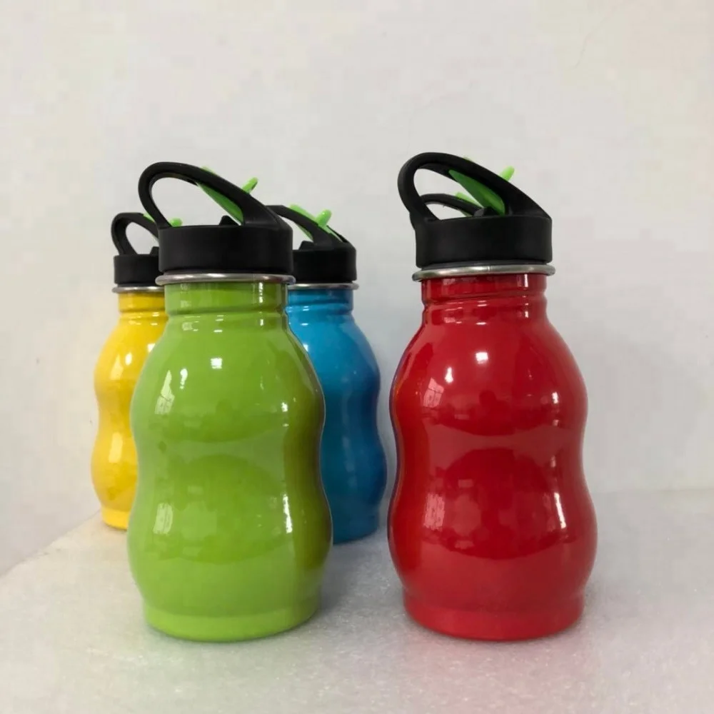 350ml stainless steel single wall gourd shape water bottle with lid