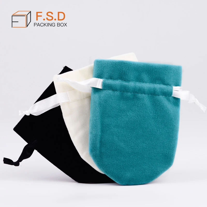 FSD wholesale custom drawstring jewelry bag velvet pouch with logo wholesale jewelry pouch for ring bangle bracelet