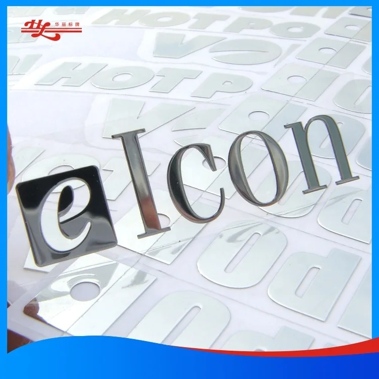 Logo Sticker Sticker Labels Custom Decorative Metal Trademark Embossed Metal Adhesive Sticker Scratch Off Custom Shapes Silver