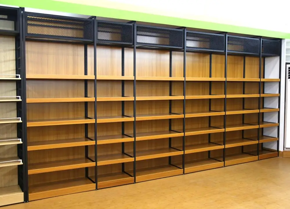 Adjustable Store Gondola Wooden Style Supermarket Shelves