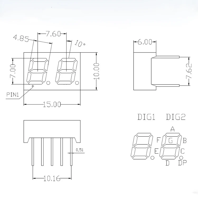 Factory Price Manufacture 0.28 Inch 2 Digit 7 Segment LED Display