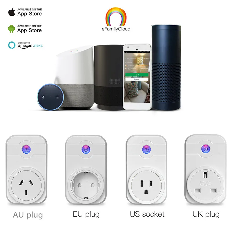 Tuya app wireless outlet smart Wifi socket for Alexa energy monitor smart plug