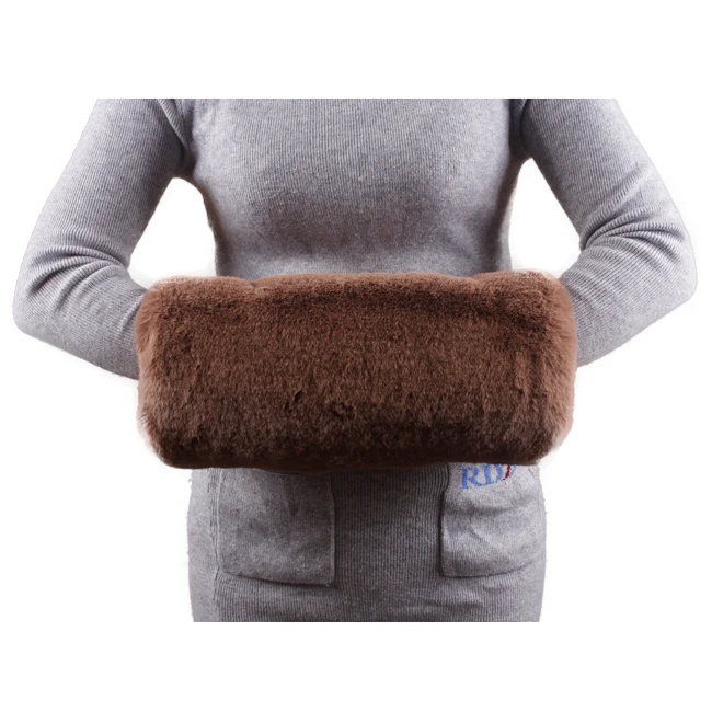 
Winter Protection Lady Khaki Fox Faux Fur Hand Warmer Muffs 