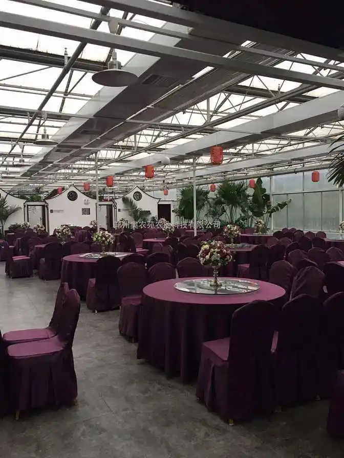 Glass greenhouse used as Ecological Restaurant