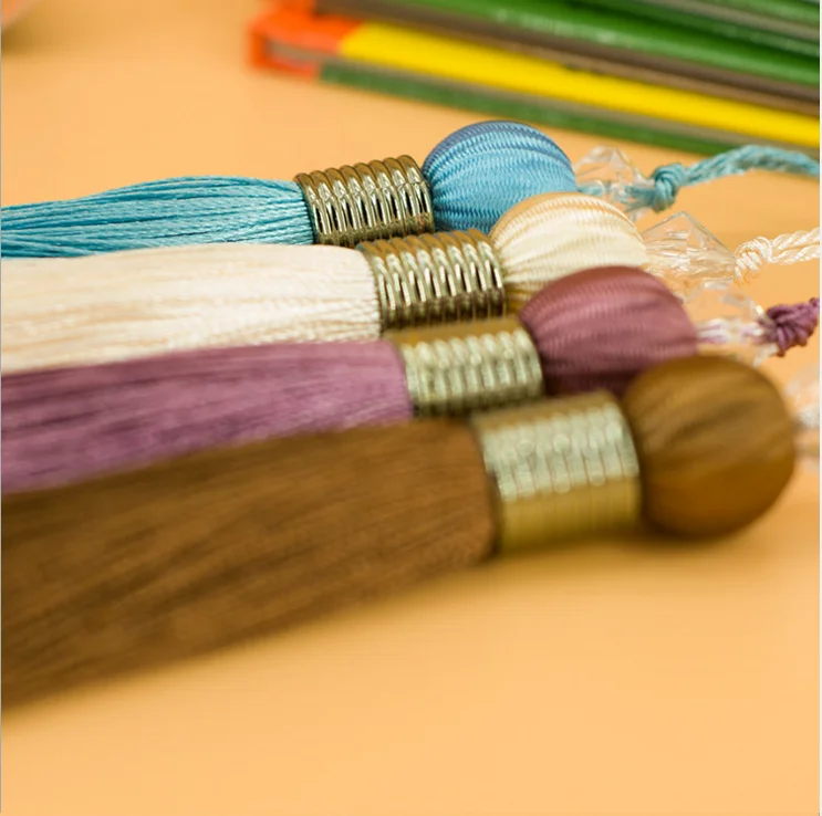 
Decorative curtain wooden beaded tassel trims fringe brush tassel fringe wholesale leather tassels 