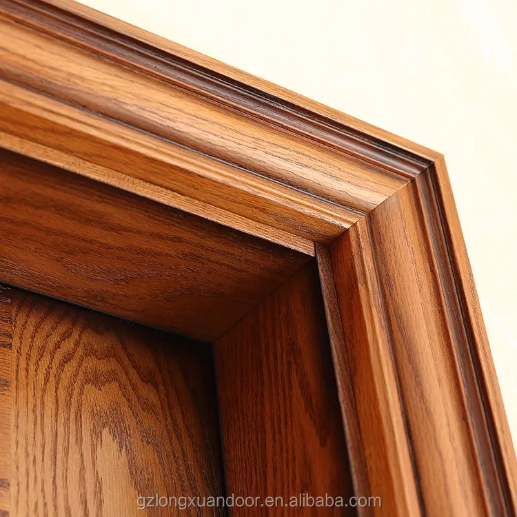 Wooden Doors High Quality Solid Wood Carving Single Front Door Solid Thailand Oak  Custom groove Carving Door