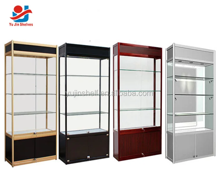 Stylish Boutique Glass Display Racks ,Lockable Red Corner Glass Cabinet