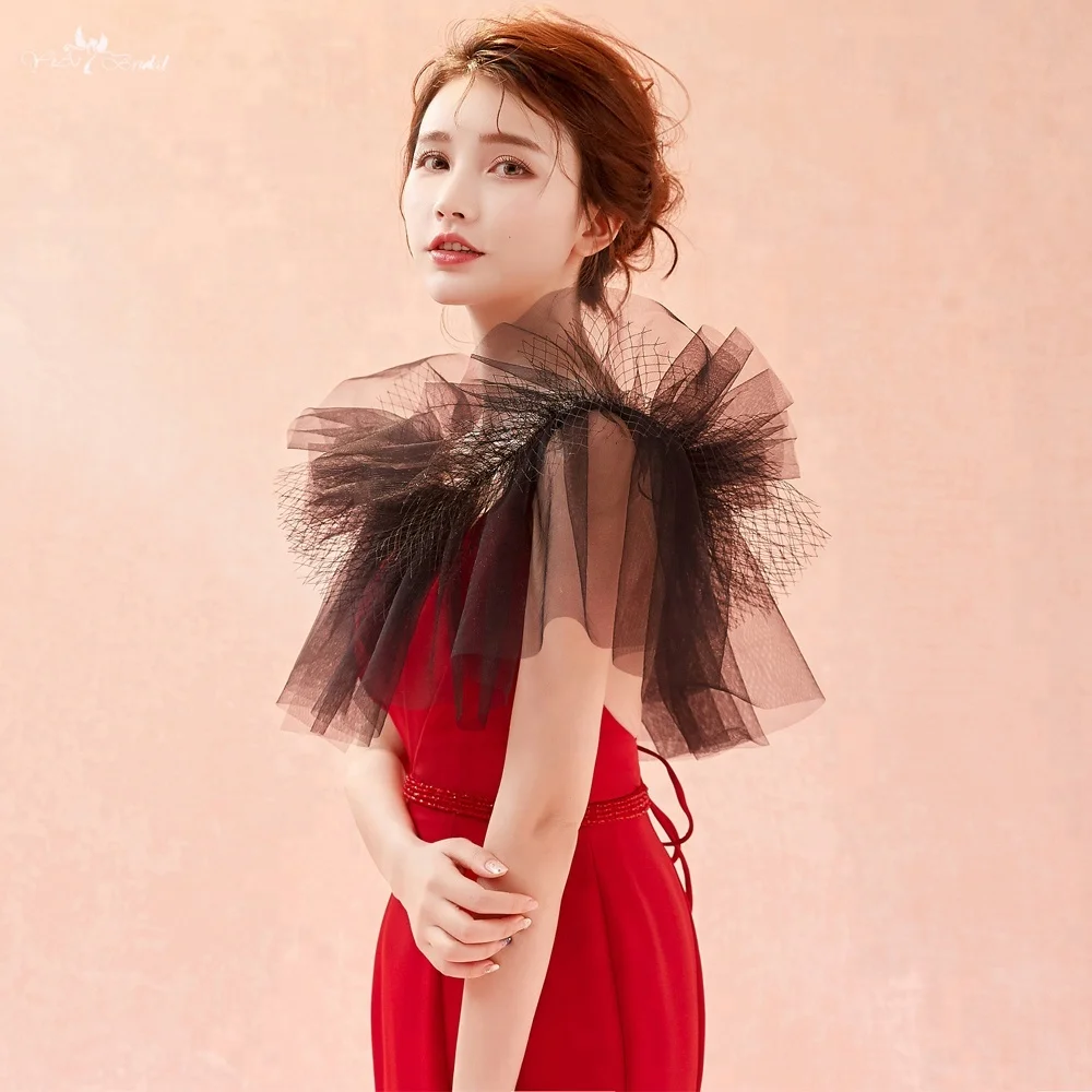 LZP274 реальные фотографии черного цвета, Свадебный Болеро с открытыми плечами, иллюзионная Свадебная шаль