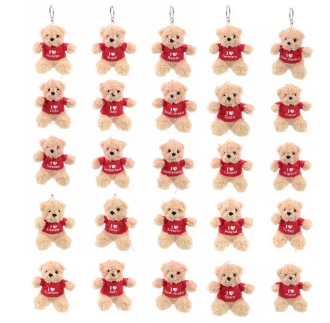 National plush bears keychain bear toy mini teddy bear key chain plush toy i love you souvenir promotion key chain toys