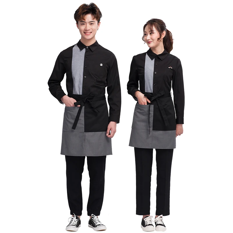 wholesale top sale Restaurant staff uniform long sleeve Korean fashion work clothes