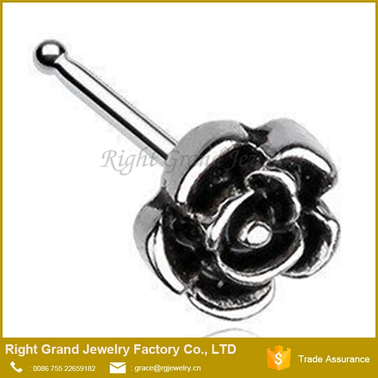 Surgical Steel 316L Vintage Rose Flower Nose Studs