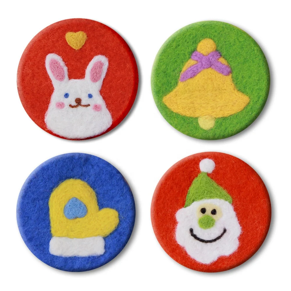 DIY Coasters Cup Mat 3-in-1 Pack Wool Felting Kit Merino Handmade Handicraft Supplies Materials Set
