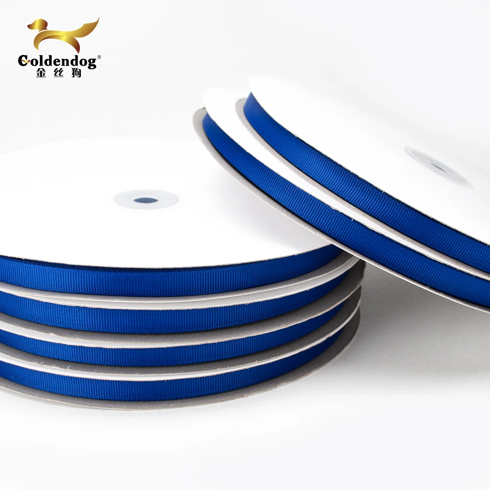 Высококачественная однотонная корсажная лента из полиэстера 3/8 дюйма, голубого цвета, 100 ярдов