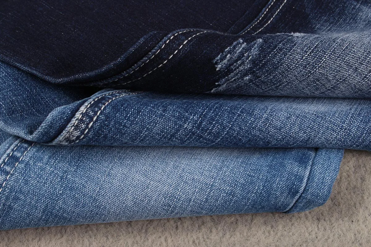 Stocklots ready to ship 11oz cotton stretch crosshatch slub denim fabric for men jeans