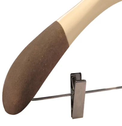 Luxury Wood Suit  Hanger with flocked Wide Shoulder