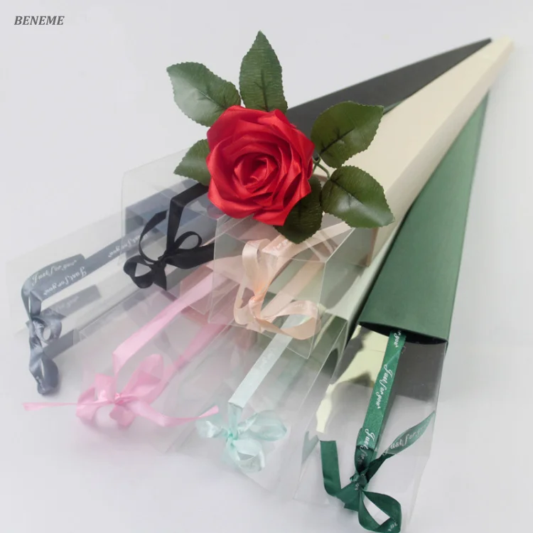 Hot Selling 41 cm 63 cm Long Paper Flower Box Cone Single Long Stem Roses Box