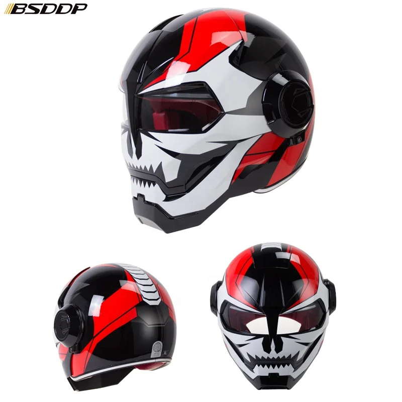 BSDDP Top ABS Moto biker Helmet Iron Man personality special fashion half open face motocross helmet matt black