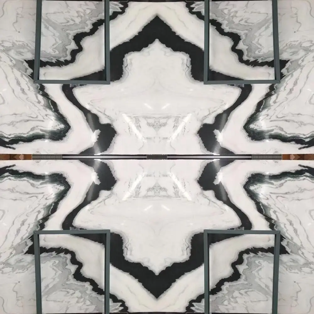 Stock Supply Book Match Panda White Marble Stone Slabs