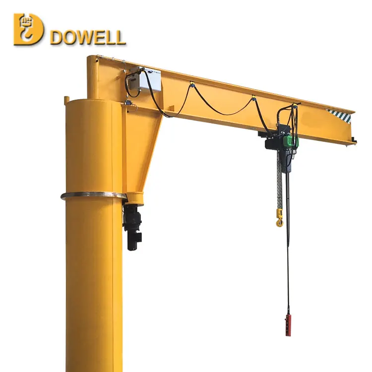 Pillar mounted jib crane used in workshop