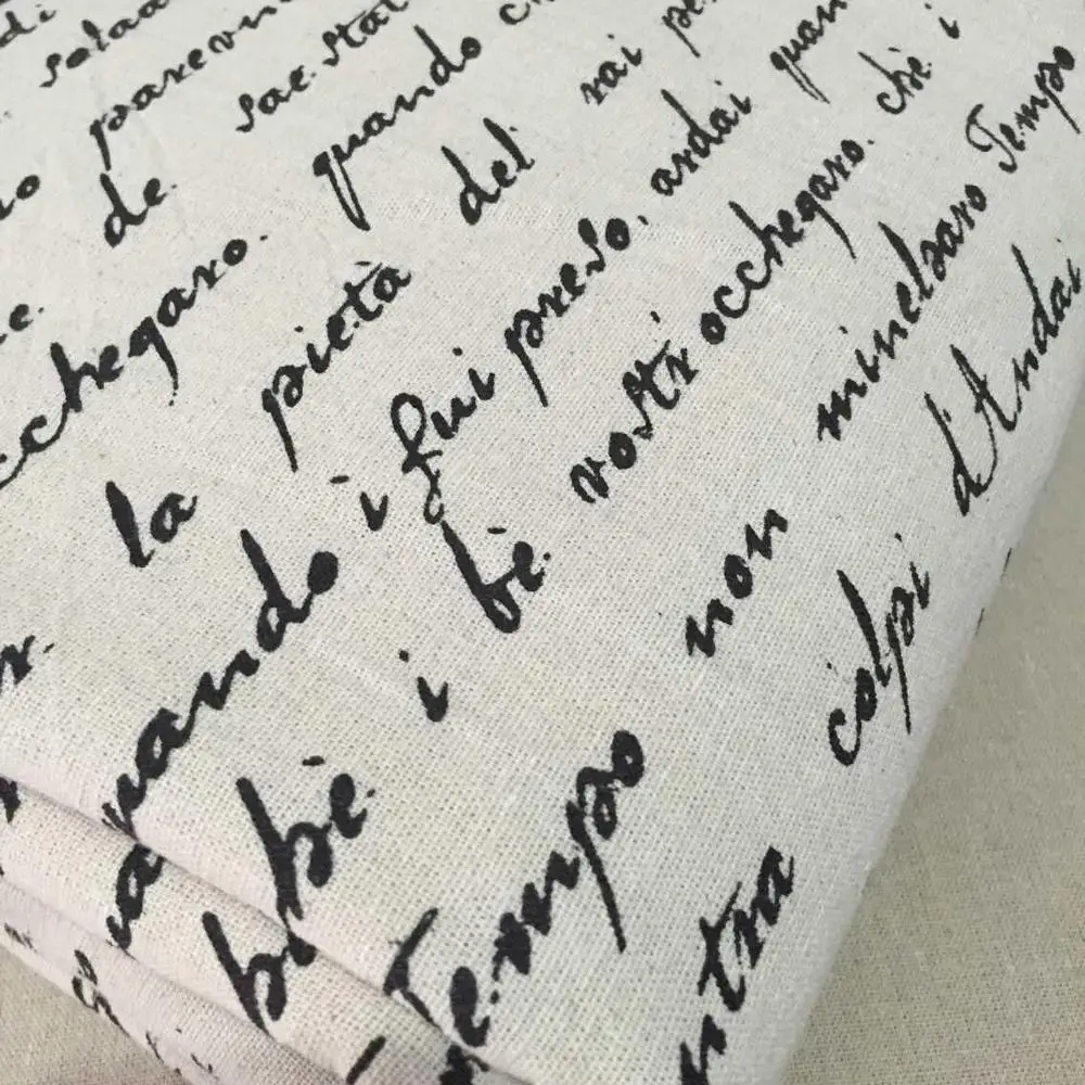 hot sale letters printed linen fabric wholesale