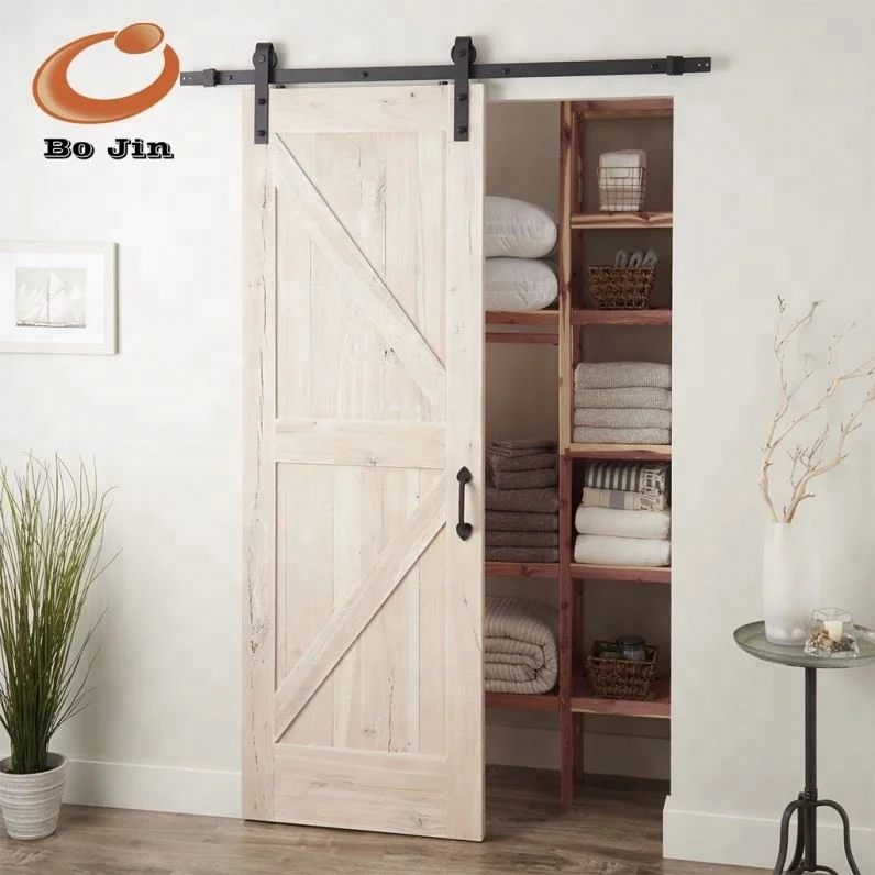 
Black Bottom Barn Door Floor Guide With Stay Roller Adjustable for Barn Door Hardware 