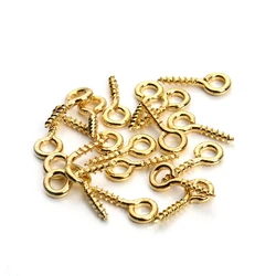 Hot sell 4x10mm Gold Silver Eyepins Hooks Eyelets Threaded Metal Pendant Clasps Mini Screw Eye Pin For DIY Jewelry Making