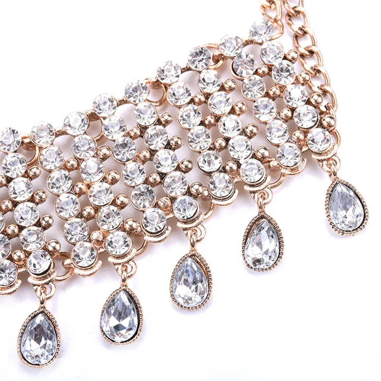 Collar Chokers Necklace & Pendant Fashion Full clear Crystal Collier Double Chain Wedding Charm Chocker Neck Wholesale
