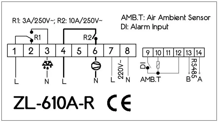 ZL-610A-R термостат холодильника с RS485 контроллер холодильного хранения ModBus Lilytech